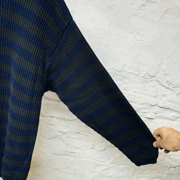 Calvin Klein Sport Chunky Stripe Ribbed Knit Sweater Sweatshirt Made in USA Vtg - Picture 5 of 7